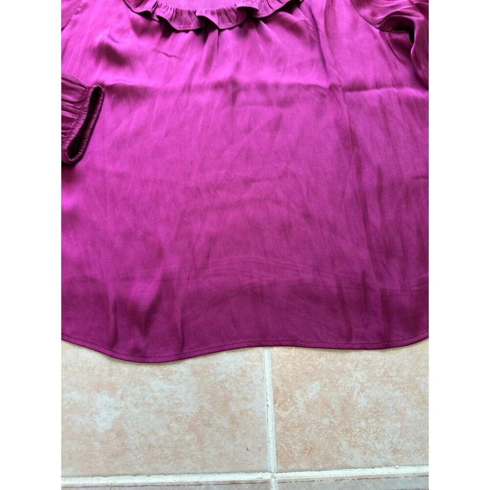 J.Crew Ruffle‎ Neck top  Raspberry color size S - Picture 5 of 13
